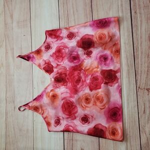 Sophia by‎ Delicates Camisole Top Womens Medium Pink Floral Satin V-Neck 31848